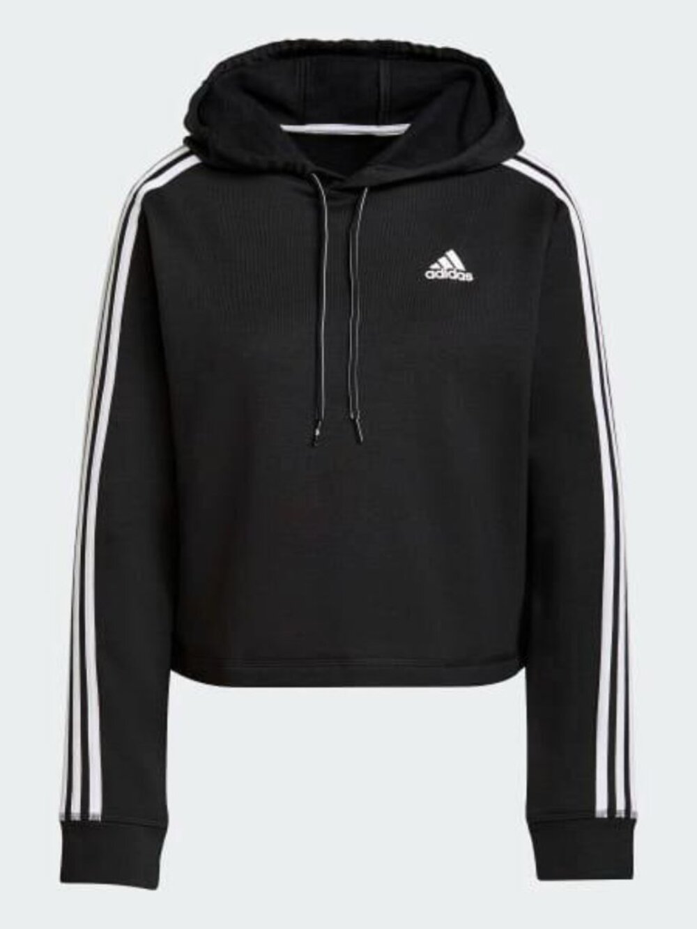 Adidas 3 Stripe Primegreen L/S Fleece Pullover Hoodie Black Women's XL NWT